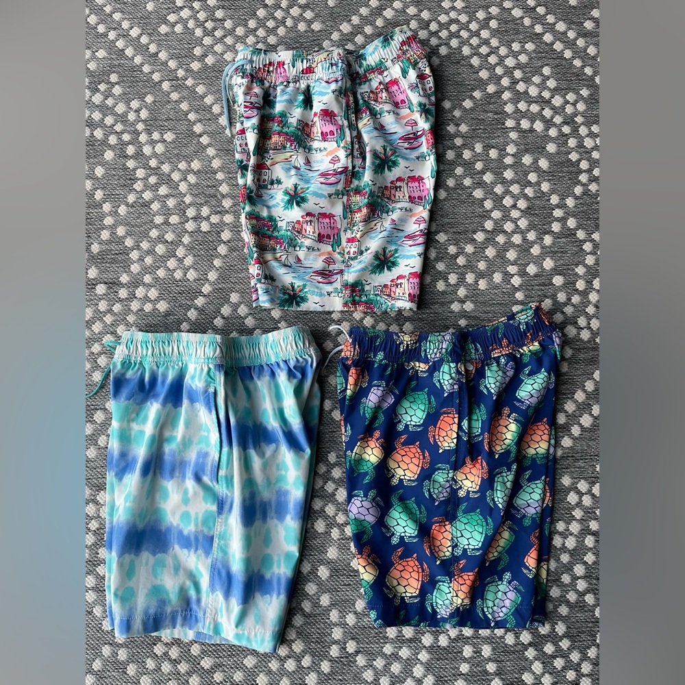 Crewcuts J.Crew Boys Kids Swim Trunks 16 LARGE shorts turtle tie dye swimming